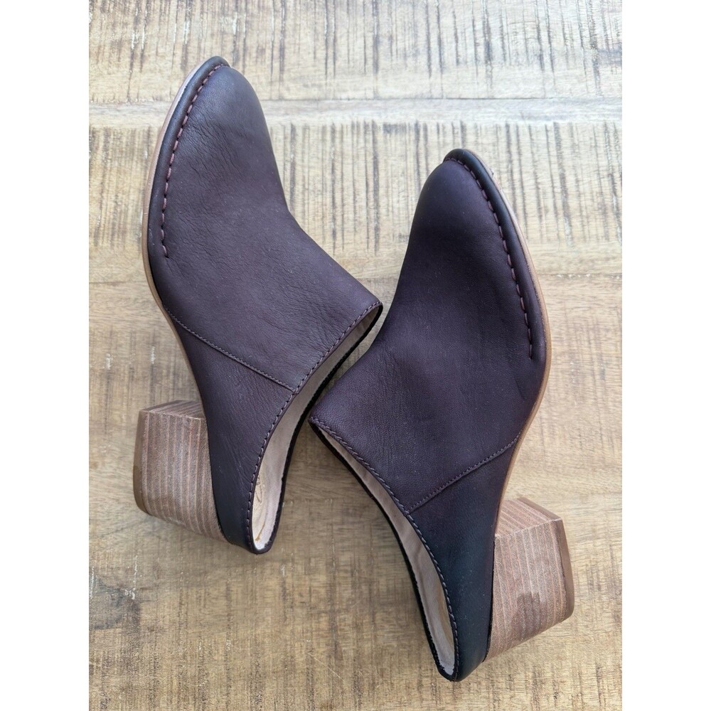 New Clarks Spiced Isla‎ Maroon Leather Block Heel Mules Size 10M Cushion - Picture 7 of 9